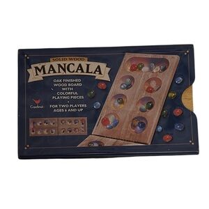 Solid Wood Mancala Game with Colorful Marbles